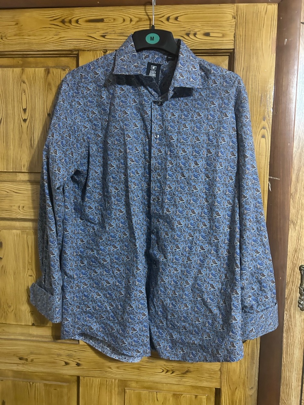 Stacy Adams Blue Paisley Long-Sleeve Dress Shirt